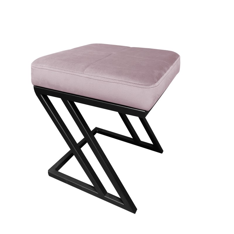 Pufa ZETA tkanina Welur loft ławka podnóżek metal