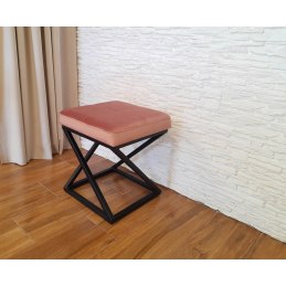 Pufa ZOA tkanina Welur loft ławka podnóżek metal