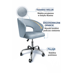 Fotel obrotowy AURA tkanina Welur krzesło biurowe