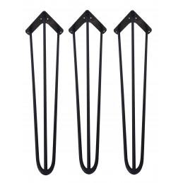 Metalowa noga Hairpin fi10 trzy pręty H71cm czarna