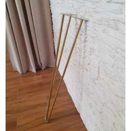 Metalowa noga Hairpin fi10 trzy pręty H71cm złota