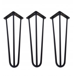 Metalowa noga Hairpin fi10 trzy pręty H41cm czarna