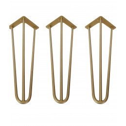 Metalowa noga Hairpin fi10 trzy pręty H41cm złota