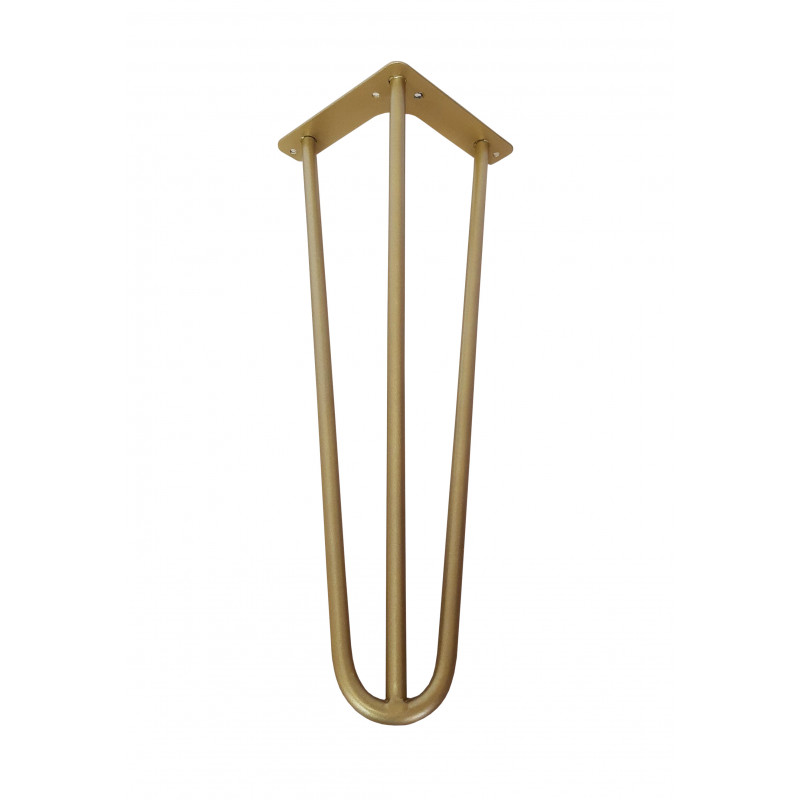 Metalowa noga Hairpin fi10 trzy pręty H41cm złota
