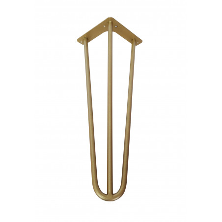 Metalowa noga Hairpin fi10 trzy pręty H41cm złota