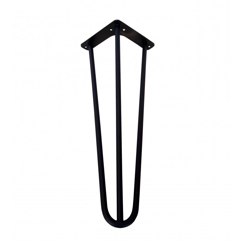 Metalowa noga Hairpin fi10 trzy pręty H41cm czarna