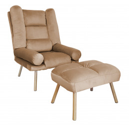 Fotel TOKIO rozkładany z podnóżkiem - Velvet dąb MG06