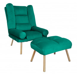 Fotel TOKIO rozkładany z podnóżkiem w turkusie