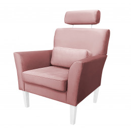 Fotel DENVER nogi białe - róż indyjski, velvet